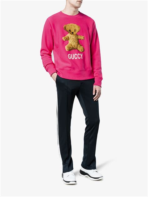 gucci bear striped sweater|gucci teddy bear sweatshirt.